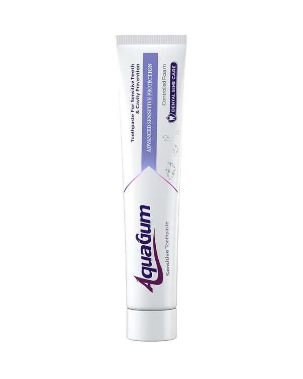 خمیر دندان مناسب دندان های حساس آکواگام AquaGum مدل Dental sensi care حجم 100 میلی لیتر