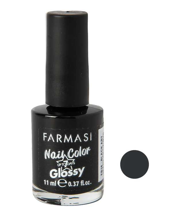لاک ناخن فارماسی Farmasi مدل Glossy Black Art شماره FR16