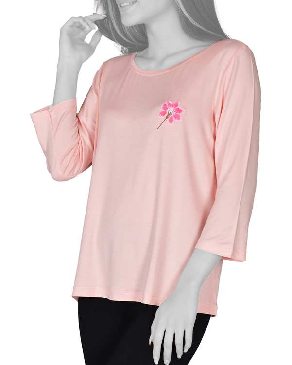 تی شرت زنانه یقه گرد گلبهی کاکاتو Cacatoo مدل گل پاییزی