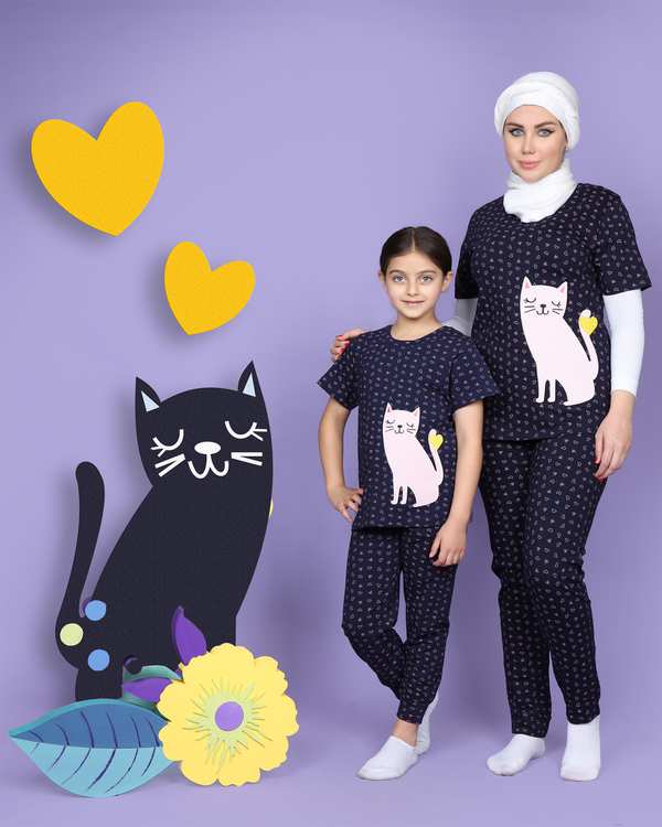 ست تی شرت و شلوار زنانه نخی سرمه ای مادر Madar مدل Lara - تصویر 8
