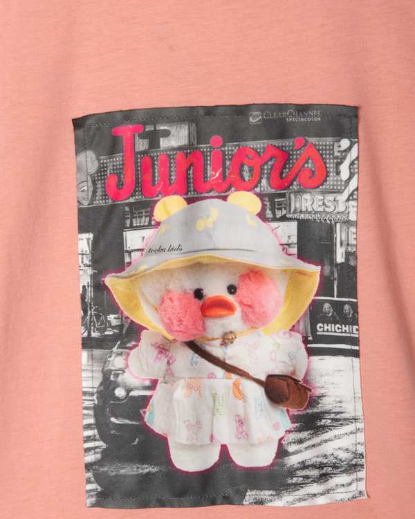 تونیک دخترانه نخی صورتی مارکا کیدز Marka Kids طرح اردک Juniors - تصویر 3