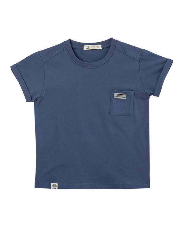 تی شرت پسرانه نخی یقه گرد آبی کاربنی نونا Nona کد 11331