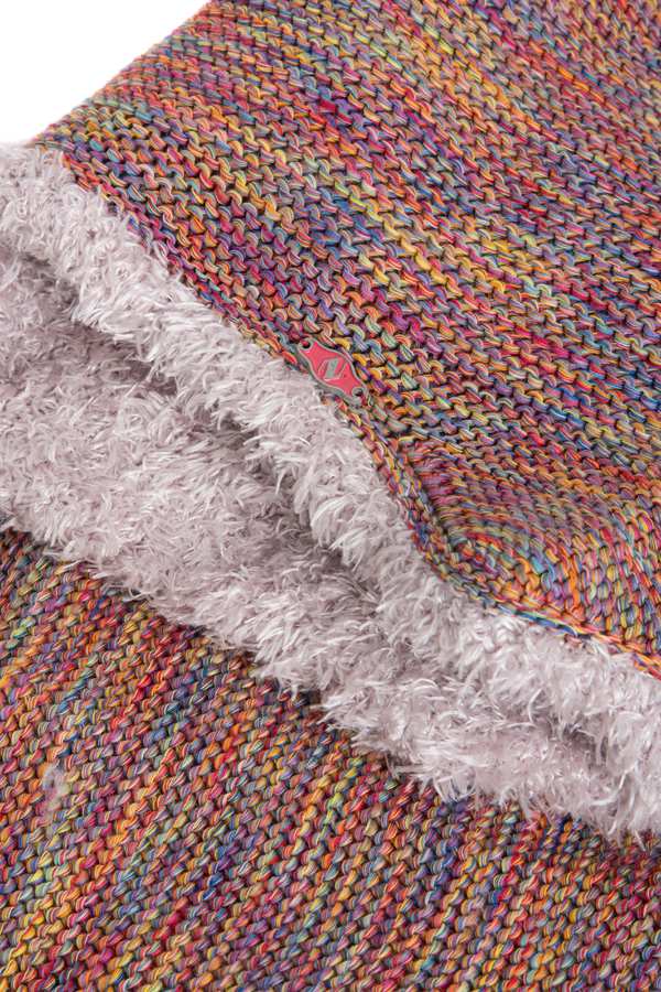 ست شال گردن و کلاه بافت بچگانه نارنجی تارتن Tartan طرح لیس لیس نخ هفت رنگ - تصویر 2