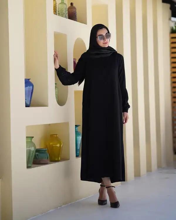 مانتو زنانه مشکی نورا Noura مدل ریحانه - تصویر 2