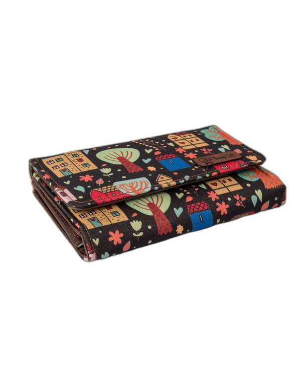 کیف پول مشکی وندی Vandy مدل شاپرک طرح خانه کد 1025 - تصویر 2