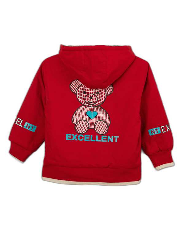 کاپشن دخترانه دو رو کلاهدار مارکا کیدز Marka Kids طرح خرس - تصویر 3
