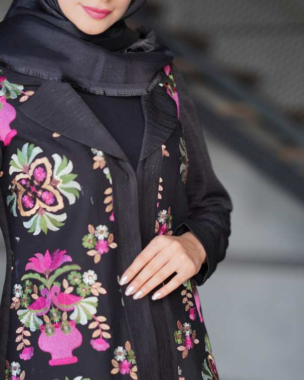 مانتو زنانه کتی مشکی نورا Noura مدل ونوس - تصویر 4