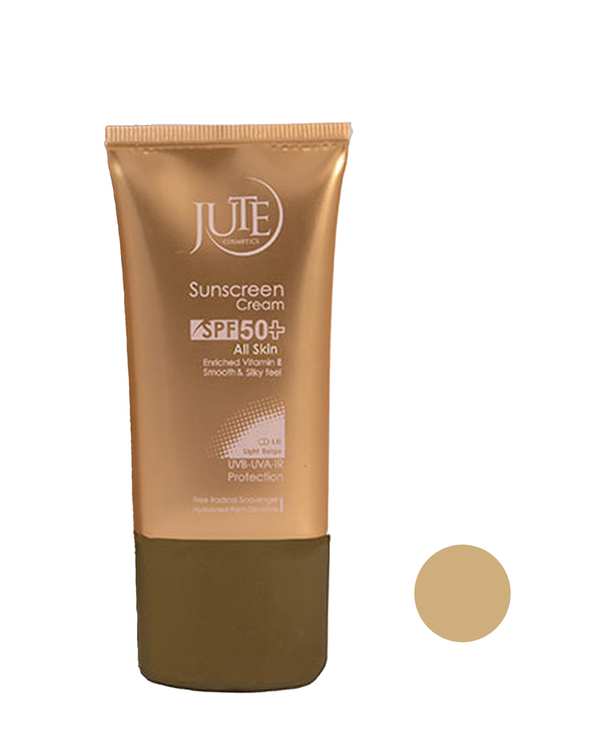 کرم ضد آفتاب رنگی SPF50 ژوت Jute مناسب انواع پوست رنگ بژ روشن 40ml