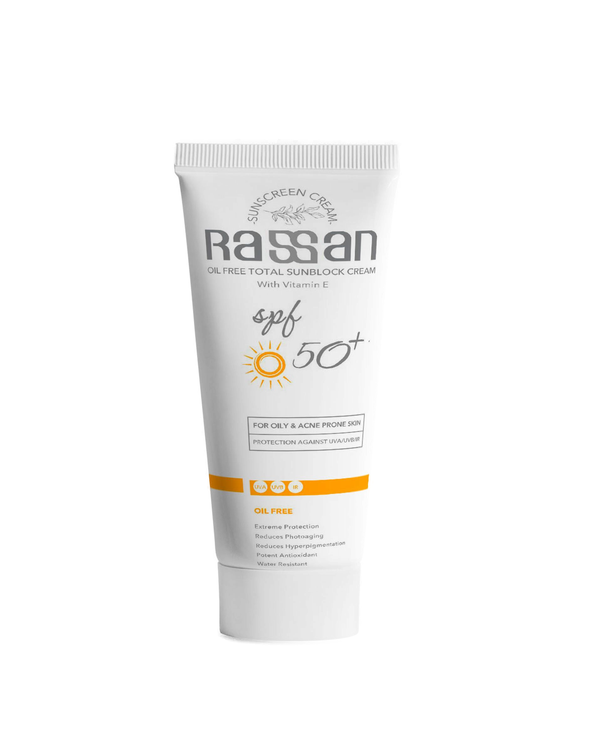 کرم ضد آفتاب فاقد چربی SPF50 راسن Rassan مناسب پوست های چرب و مستعد آکنه 40ml