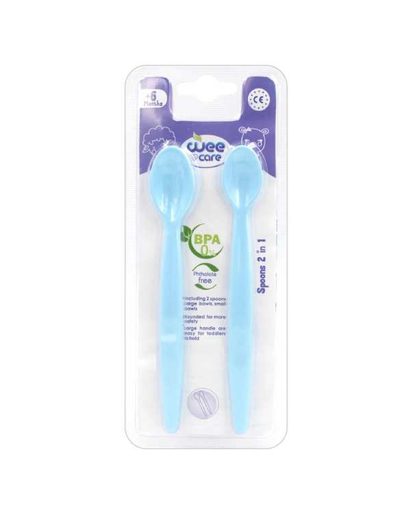 قاشق سیلیکونی آبی وی کر Wee Care مدل U202 بسته 2 عددی