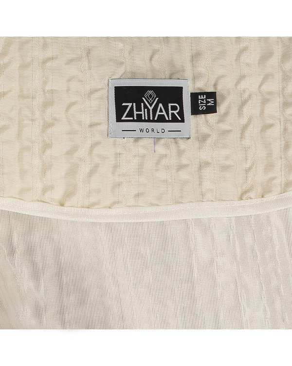 مانتو زنانه ژاکارد کرم ژیار Zhiyar مدل هور کد 11765073 - تصویر 4