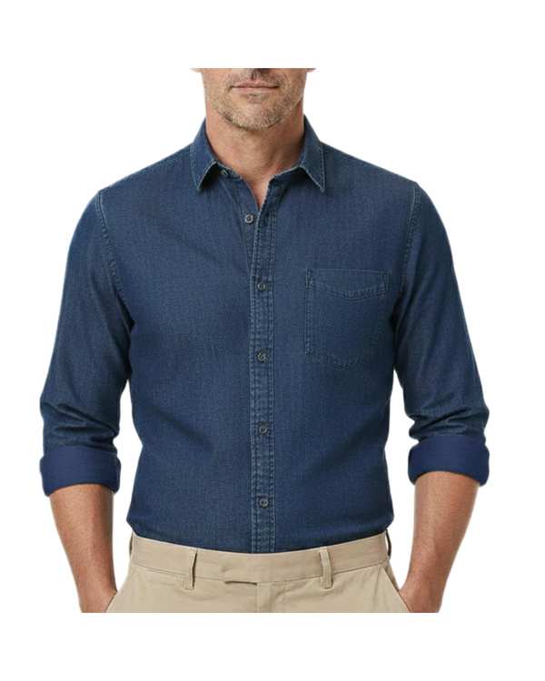 پیراهن مردانه جین کاغذی آبی تیره هومنیتی Whomanity مدل WYMSHI-SL007