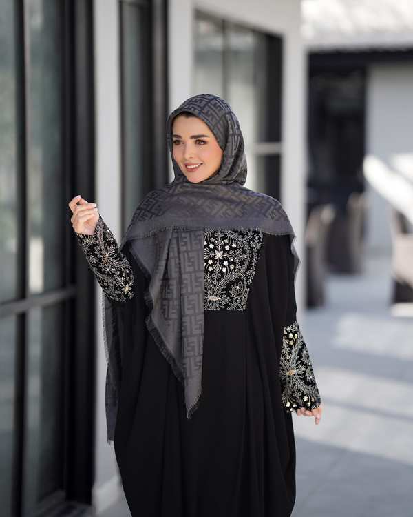 مانتو زنانه عبایی مشکی نورا Noura مدل یاس - تصویر 4