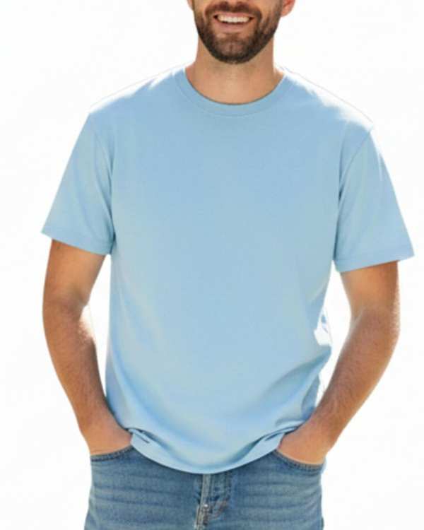 تی شرت مردانه یقه گرد آبی آسمانی هومنیتی Whomanity مدل WYMTS79000
