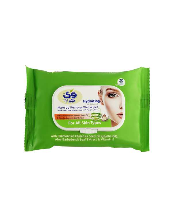 دستمال مرطوب آرایشی وی کر Wee Care حاوی عصاره آلوئه ورا و روغن جوجوبا بسته 20 عددی
