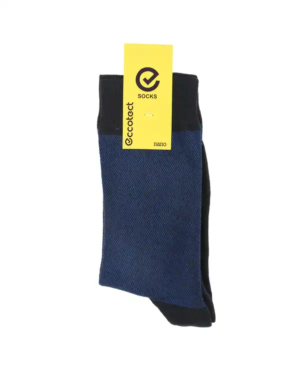 جوراب مردانه ساقدار نخی آبی کاربنی اکوتکت Eccotect