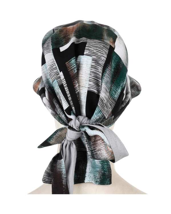 کلاه گره ای طوسی سبز تارتن Tartan طرح آبرنگی - تصویر 2