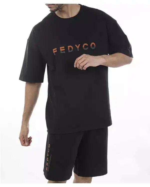 ست تی شرت شلوارک مردانه مشکی فدیکو Fedyco کد 705340