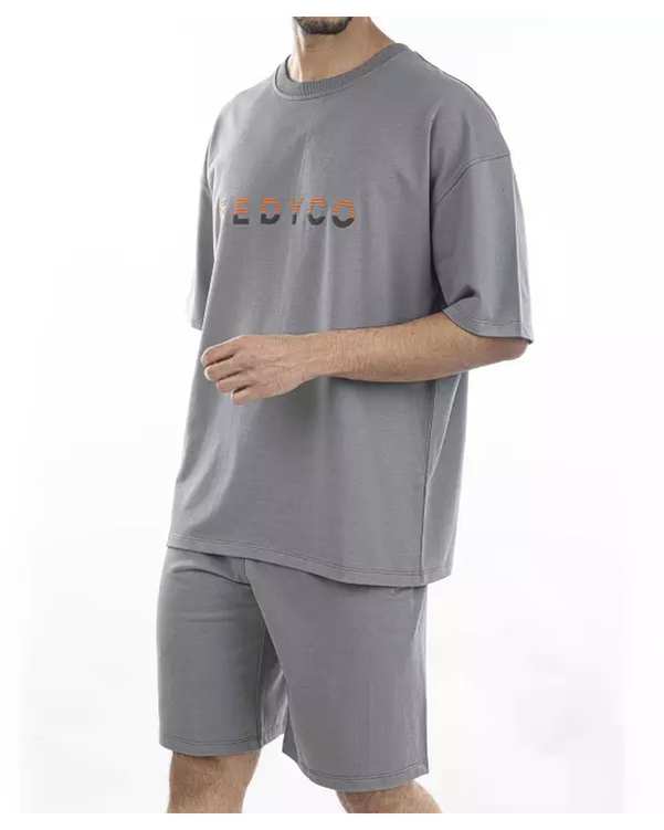 ست تی شرت شلوارک مردانه طوسی فدیکو Fedyco کد 705340