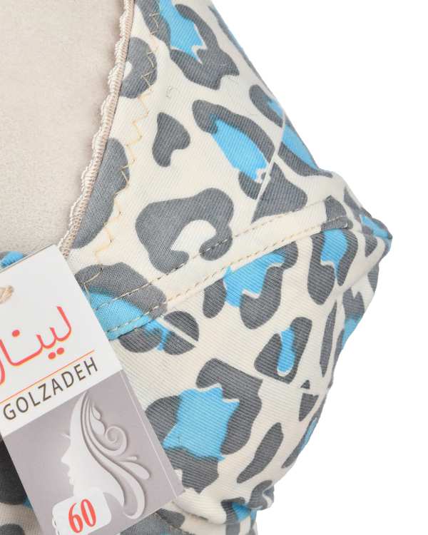 سوتین زنانه نخی سفید آبی پلنگی لیناز دلربا Delroba - تصویر 2
