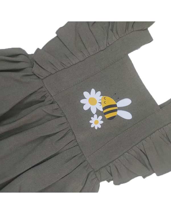سرهمی دخترانه نوزادی سبز ارتشی نیل کوک Nilkouk مدل BEE