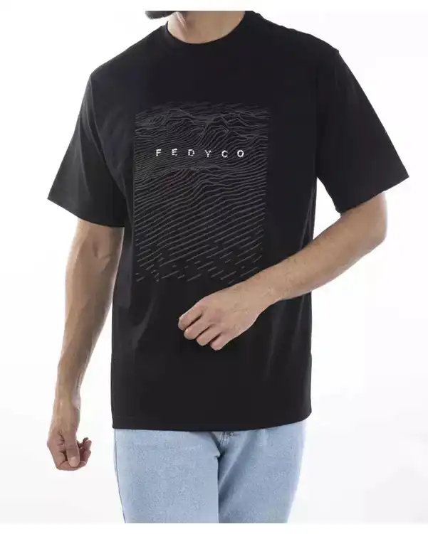 تی شرت مردانه یقه گرد مشکی فدیکو Fedyco کد 7058159