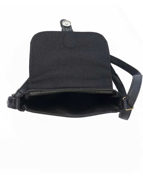 کیف مشکی دوشی وندی Vandy مدل ترمه کوچک طرح تک شاخ کد 1129 - تصویر 3