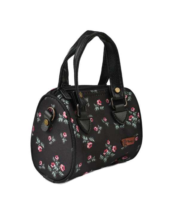 کیف دوشی مشکی وندی Vandy مدل دیباچه طرح گلریز لاله کد 1125 - تصویر 2