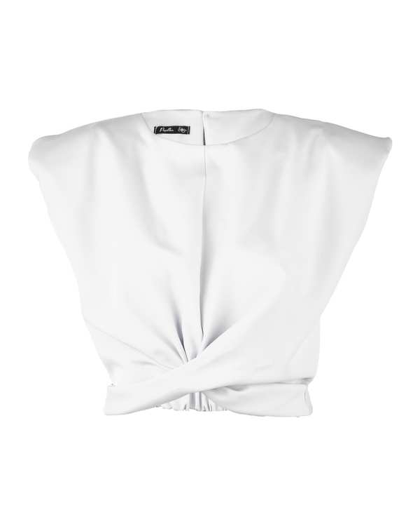 تاپ زنانه کراپ پایین گره سفید پاپیلون Papillon