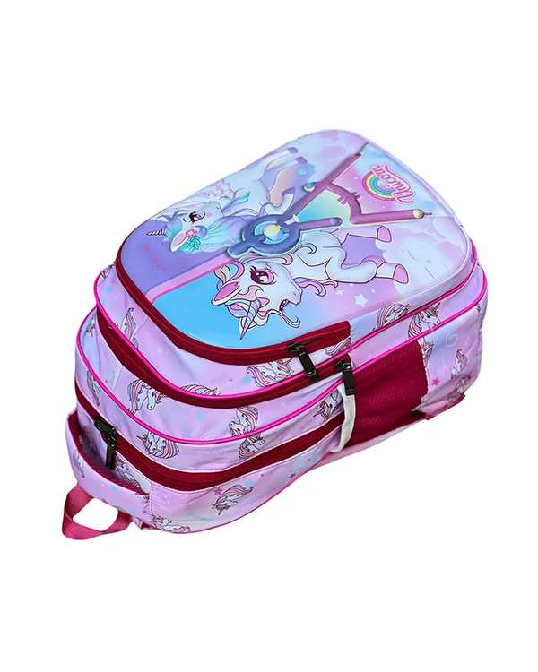 کوله پشتی دخترانه صورتی فوروارد Forward مدل FCLT3933 UNICORN DOUBLE طرح برجسته اسب تک شاخ - تصویر 3