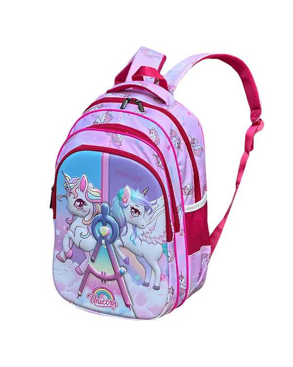 کوله پشتی دخترانه صورتی فوروارد Forward مدل FCLT3933 UNICORN DOUBLE طرح برجسته اسب تک شاخ - تصویر 4