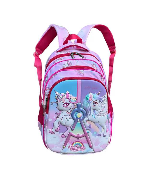 کوله پشتی دخترانه صورتی فوروارد Forward مدل FCLT3933 UNICORN DOUBLE طرح برجسته اسب تک شاخ - تصویر 6