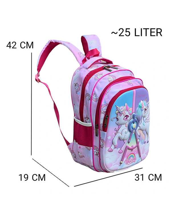 کوله پشتی دخترانه صورتی فوروارد Forward مدل FCLT3933 UNICORN DOUBLE طرح برجسته اسب تک شاخ - تصویر 11