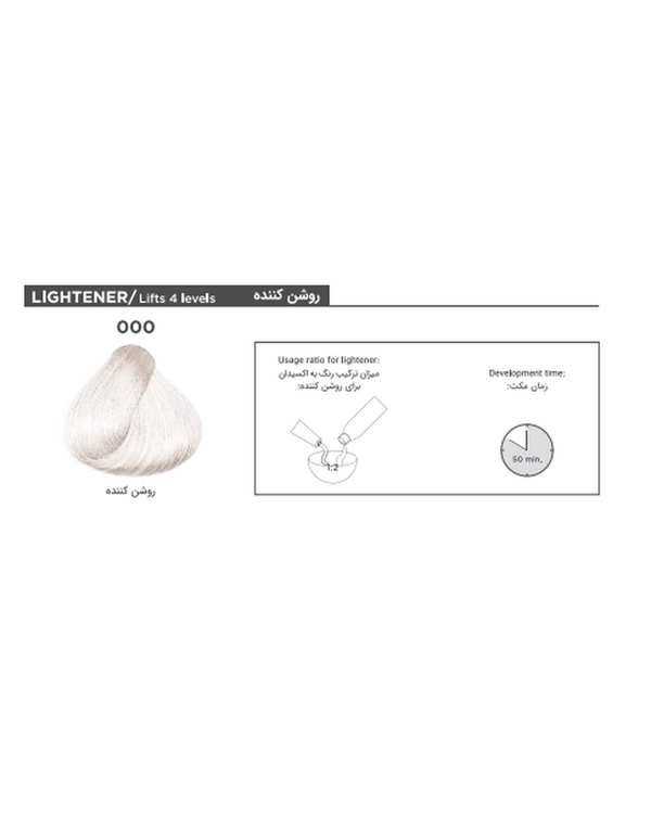 رنگ مو روشن کننده کاسپین Caspian شماره 000 حجم 100ml - تصویر 4