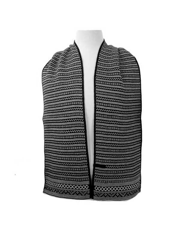 کلاه، دستکش و شال گردن زنانه ست شال گردن و کلاه و دستکش بافت سفید مشکی تارتن Tartan مدل 81312012124 - تصویر 2
