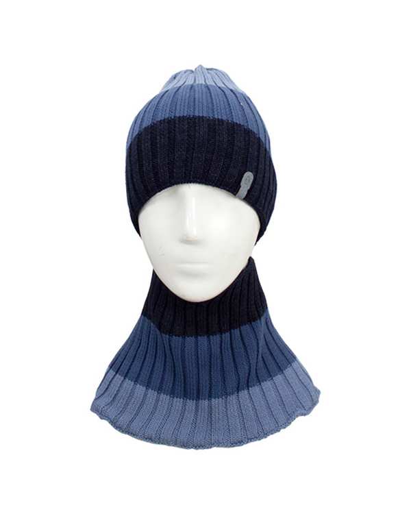 ست شال گردن و کلاه بافت سرمه ای تارتن Tartan مدل ریب کد 81241200109