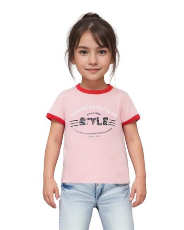 تی شرت دخترانه صورتی هومنیتی Whomanity مدل WYKGTSHT9606