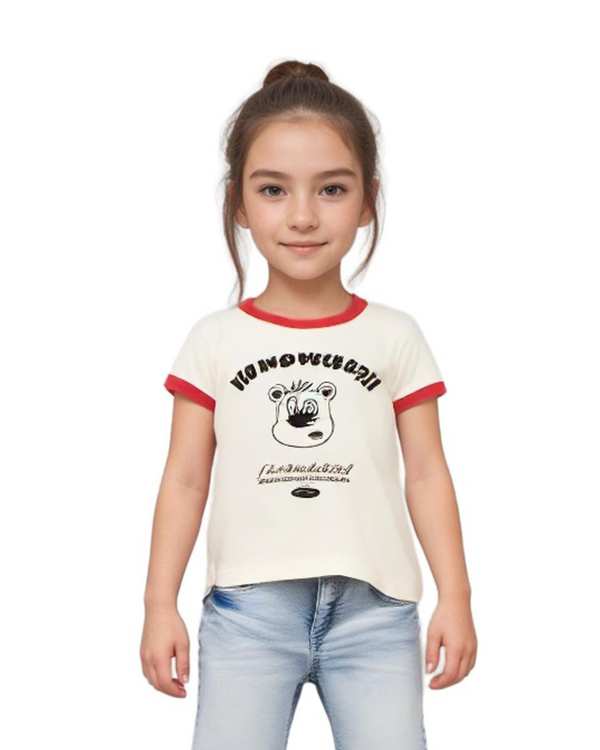 تی شرت دخترانه بژ قرمز هومنیتی Whomanity مدل WYKGTSHT9359