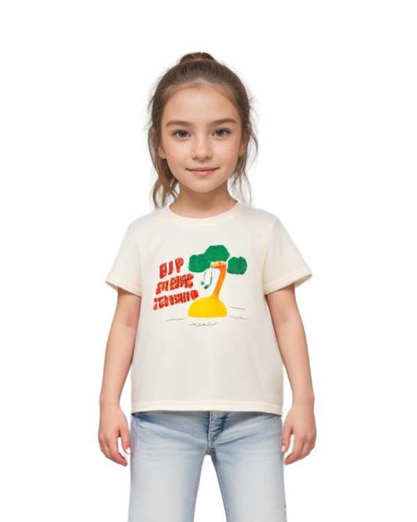 تی شرت دخترانه بژ هومنیتی Whomanity مدل WYKGTSHT9577