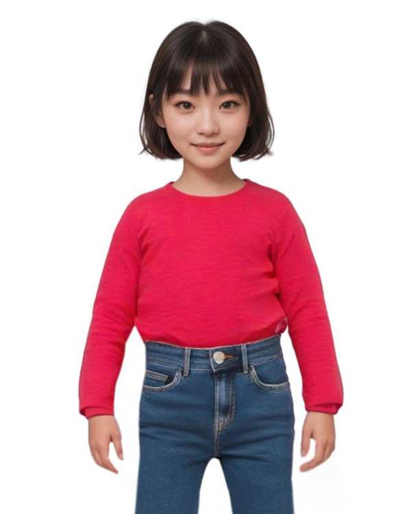 تی شرت دخترانه آستین بلند سرخابی زیپی هومنیتی Whomanity کد 7052894