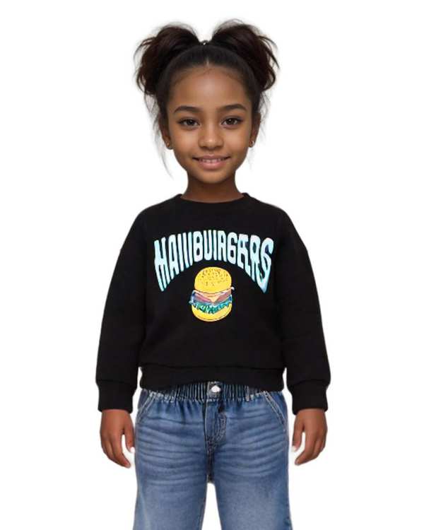 سویشرت دخترانه مشکی هومنیتی Whomanity مدل WYKGSW2020