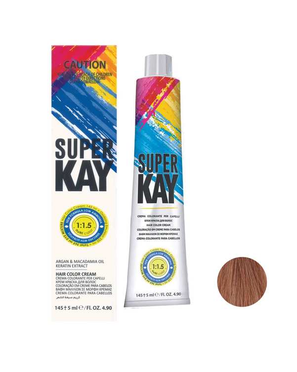 رنگ مو بلوند نسکافه ای روشن سوپر کی Super Kay شماره 8.47 حجم 145ml