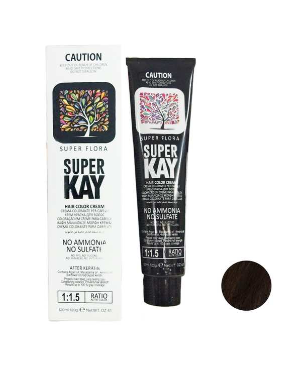 رنگ مو بدون آمونیاک قهوه ای زیتونی روشن سوپر کی Super Kay شماره 5.2 حجم 120ml