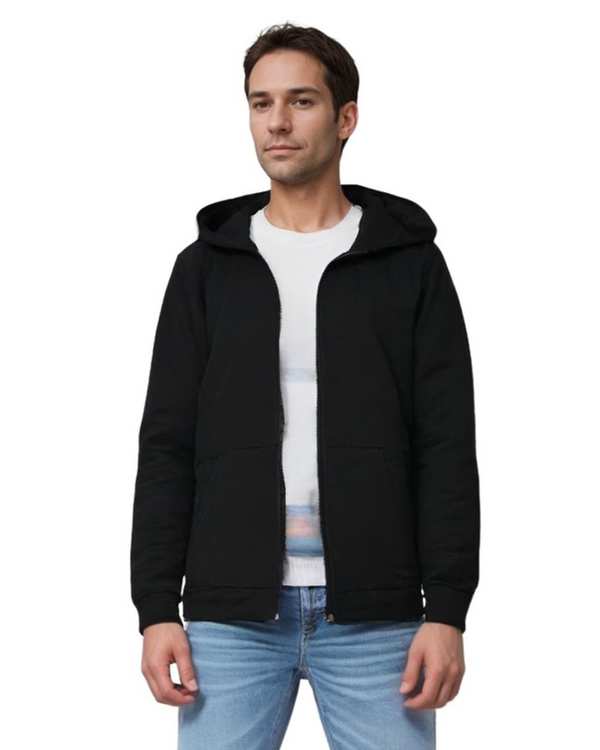 سویشرت مردانه کلاهدار مشکی هومنیتی Whomanity مدل 992XR0