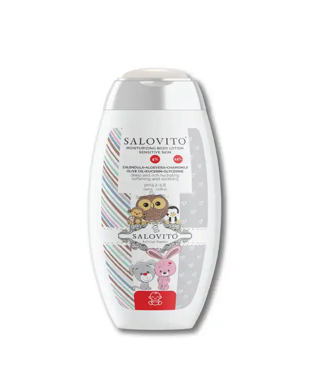 لوسیون مرطوب کننده بدن کودک زیر یک سال سالوویتو Salovito حاوی 5% آلوئه ورا حجم 230ml