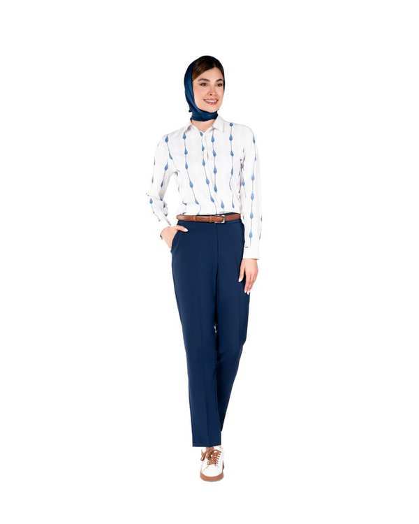 شومیز زنانه کرم سرمه ای تولیکا Tulika کد 33041 - تصویر 2