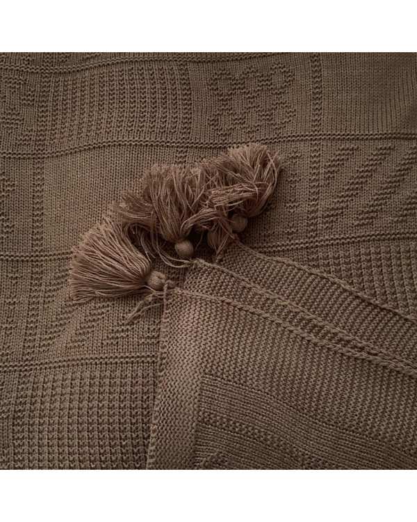 شال مبل قهوه ای کرک Kork مدل شطرنجی سایز 140×180 سانتی متر - تصویر 2