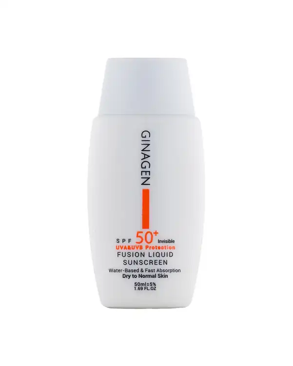 کرم ضد آفتاب بی رنگ ژیناژن Ginagen مدل Fusion Liquid مناسب پوست خشک و نرمال 50ml