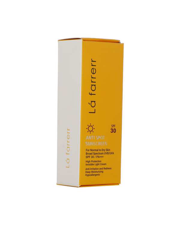 کرم ضد آفتاب و ضد لک بی رنگ SPF30 لافارر La Farrerr مناسب پوست نرمال و خشک 40ml - تصویر 2