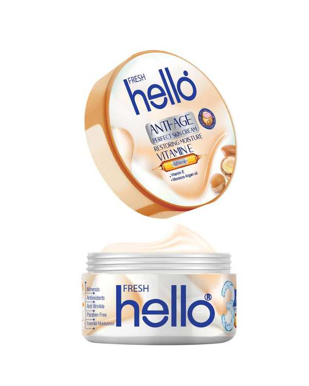 کرم کاسه ای مرطوب کننده دست و صورت هلو فرش Hello Fresh حاوی روغن آرگان 240ml